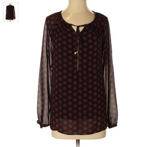 Michael Kors Long Sleeve Polka Dot Chiffon Blouse